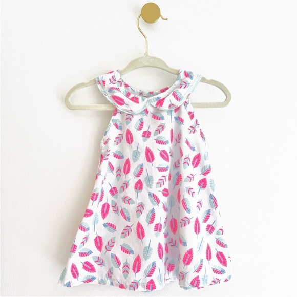 Stylish Pink and Blue Feather Print Baby Girl 6-9 MTHS Tank Top - Like New - Picture 4 of 4